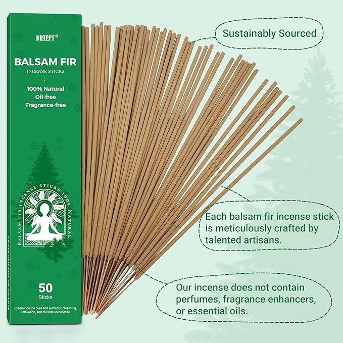 Balsam fir Incense Sticks (50 Sticks), 100% Natural sustainably harvested Balsam fir, Suitable for Yoga, Meditation, Relaxation, and Spiritual Purification - Bloomnest