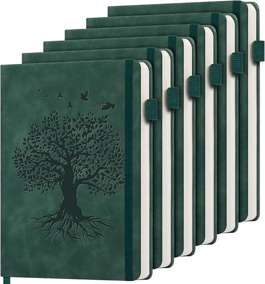 6 Pack Lined Journal Notebook for Women Men, A5 Hardcover Leather Journals for Writing, 200 Pages Thick Paper, Daily Journal Notebook for Work, School, Note Taking, Business, Travel, College Ruled - Bloomnest