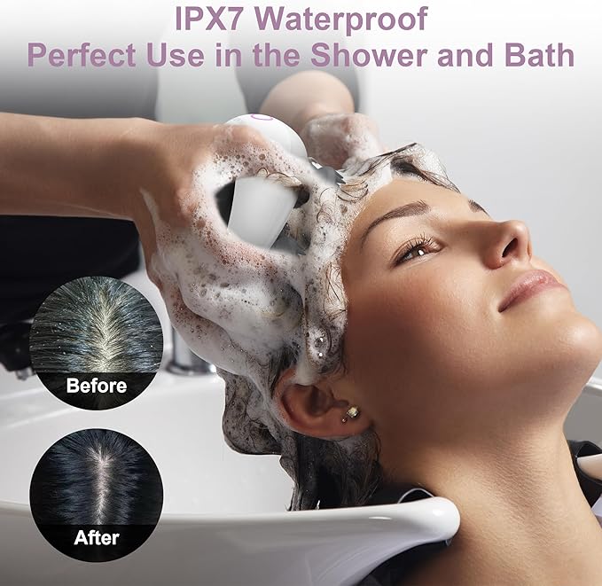Electric Scalp Massager, Portable Head Stress Relax,IPX7 Waterproof Rechargeable Head Massager Scalp Stress Relax, Body for Deep Cleansing, Relief, Hair Growth (Black) AIBOKEE