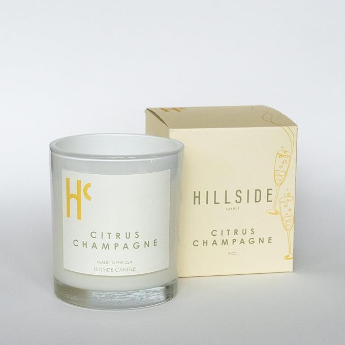 Citrus Champagne Single Wick Soy Candles, Luxury Scented Candles for Home - Up to 60 Hour Burn Time, Cruelty-Free Soy Wax Blend - Citrus Fragrance, Notes of Berries & Jasmine (9 oz) - Bloomnest
