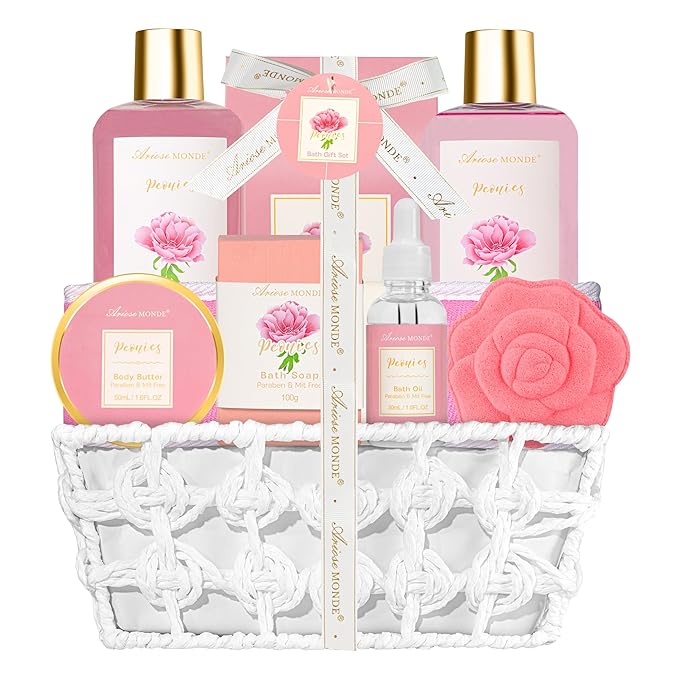 Gift Basket for Women Bath and Body Gift Basket Set for Women, 9pcs Home Spa Set for Self Care, Mothers Day Relaxing Bath Sets Birthday Christmas Gifts for Mom Sister Her Wife - Bloomnest
