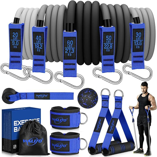 WALITO Resistance Bands Set - Exercise Bands with Handles, Door Anchor, Legs Ankle Straps, for Heavy Resistance Training, Physical Therapy, Muscle Training, Yoga, Home Workouts, Gym - Bloomnest