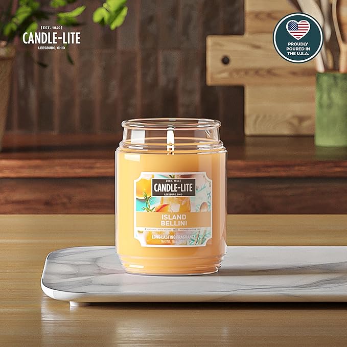 Candle-lite Scented Candles, Island Bellini, 18 oz Jar, Proudly Poured in The USA, Aromatherapy Candle, Single-Wick with 110 Hours of Burn Time, Perfect for Creating an Inviting Ambiance - Bloomnest