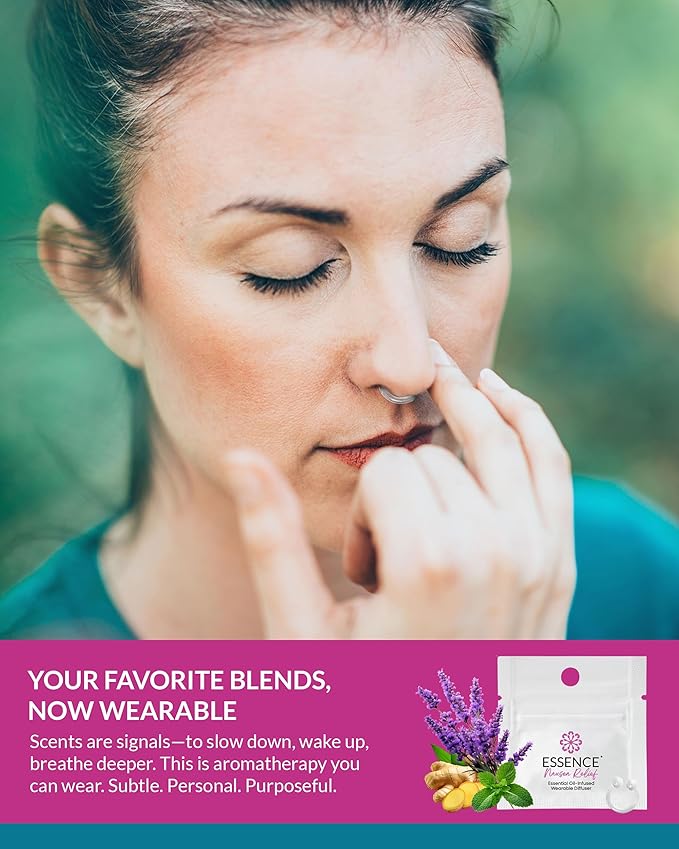 Essence Essential Oil Nasal Diffuser Nausea Relief | 3 Pack | Wearable Aromatherapy for Travel, Work, & Motion Sickness Support - Bloomnest