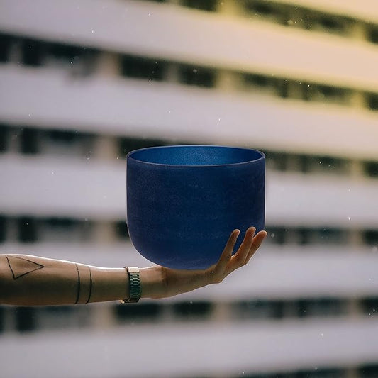 TOPFUND 7 inch Indigo A Note Crystal Singing Bowl Third Eye Chakra Meditation Sound Healing