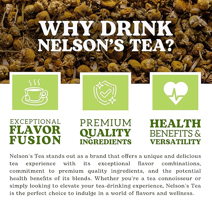 Nelson's Tea Chamomile Honey Vanilla - Caffeine-Free - Herbal Loose Leaf Tea, Curated Blend with Honeybush, Chamomile, Lemongrass, Licorice Root, Toasted Coconut, and Bee Pollen - Bedtime Brew (Sample 0.3 Oz) - Bloomnest
