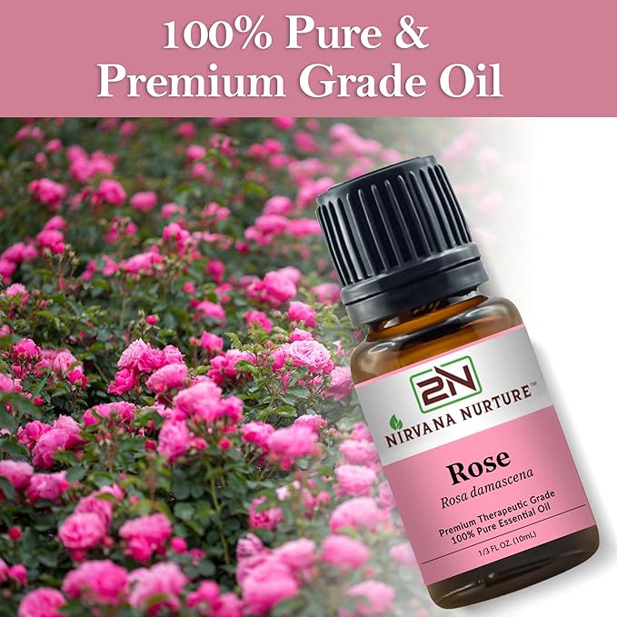 Rose Essential Oil, 100% Pure Undiluted, Aromatherapy Oil for Diffuser, Hair & Skin Care NirvanaNurture