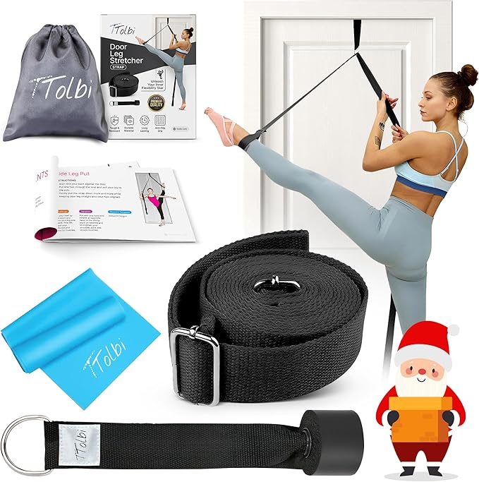 Stretching Strap with Door Anchor & Resistance Band – Improve Leg Stretch Flexibility for Splits, Ballet, Dance, Cheer, Yoga & Gymnastics - Home Leg Stretcher Trainer Equipment Stuff for All Levels - Bloomnest