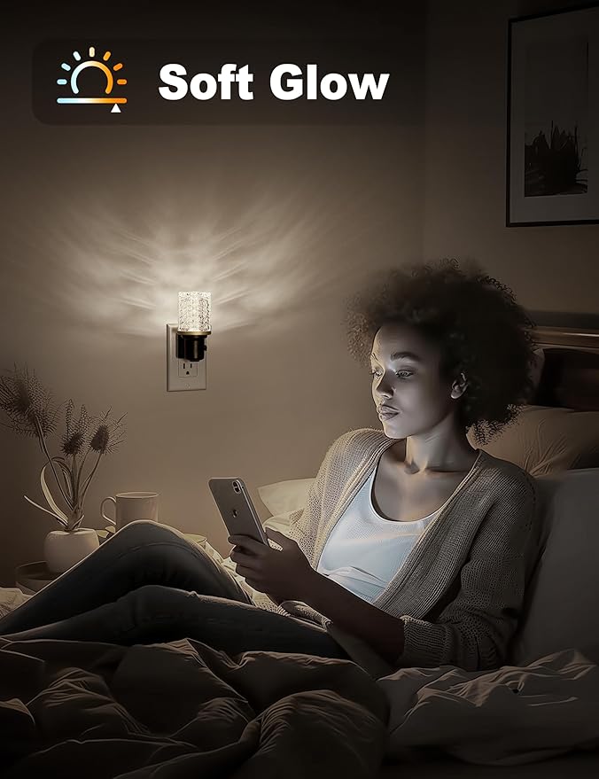 JandCase LED Night Light, Dimmable Night Lights Plug into Wall, Modern Nightlight with Auto On Off Light Sensor, 5000K Daylight White Night Light 0-100LM Brightness for Bathroom Hallway Bedroom Decor - Bloomnest
