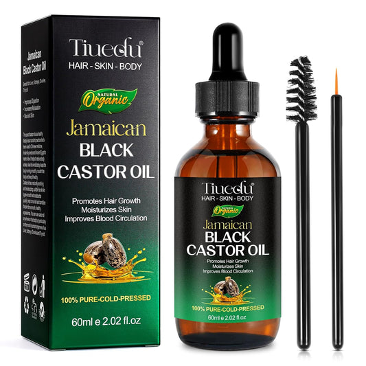 Tiuedu Jamaican Black Castor Oil for Hair Growth,Thicker Eyelashes & Eyebrows,Castor Oil for Hair,Face,Body & Skin,100% Pure Cold Pressed Black Castor Oil,Hair Nourishing Oil,Massage Oils