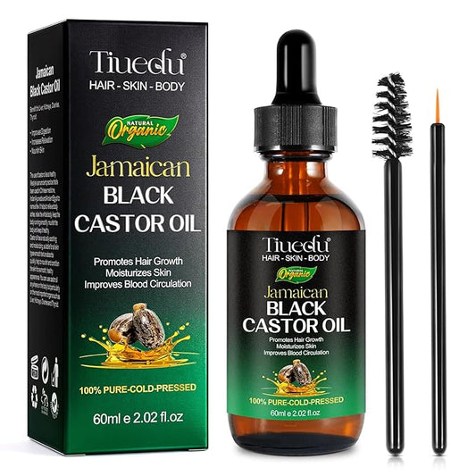 Tiuedu Jamaican Black Castor Oil for Hair Growth,Thicker Eyelashes & Eyebrows,Castor Oil for Hair,Face,Body & Skin,100% Pure Cold Pressed Black Castor Oil,Hair Nourishing Oil,Massage Oils - Bloomnest