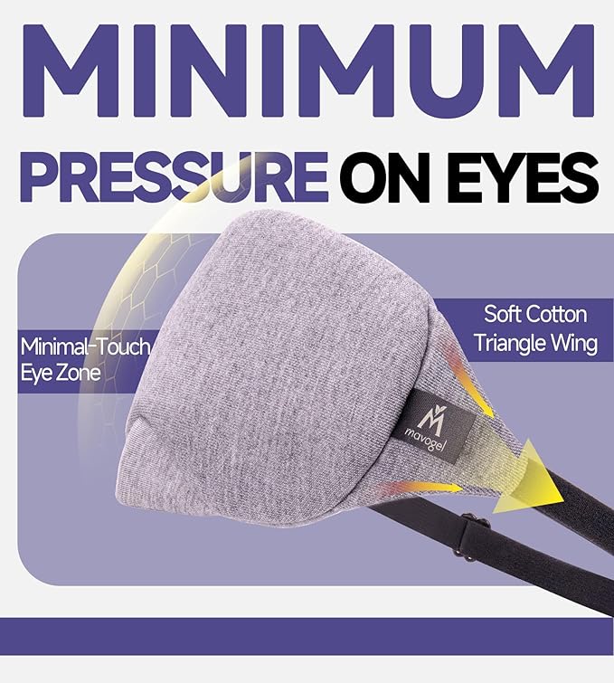 Mavogel Cotton Sleep Eye Mask - Updated Design Light Blocking with Adjustable Nose Bridge, Soft and Comfortable Night Eye Mask for Men Women, Eye Blinder for Shift Work, Includes Travel Pouch, Grey - Bloomnest