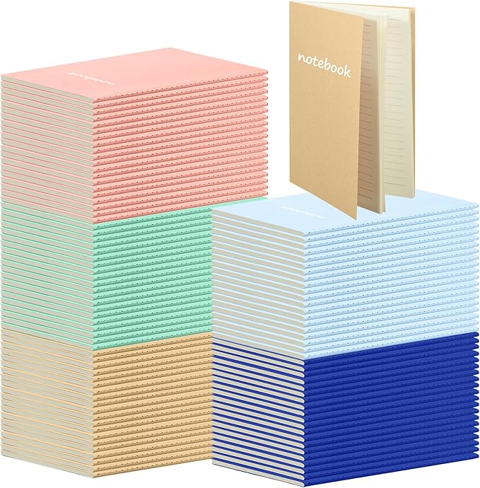Mimorou 100 Pcs Journals Notebooks Bulk - Kraft Softcover A5 Small Notebooks 5.5 Inch x 8.3 Inch Notepads with 60 Page 30 Sheet for Writing Sketch Travel Office Supplies(Bright Color,Lined) - Bloomnest