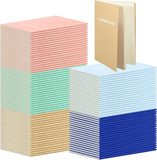 Mimorou 100 Pcs Journals Notebooks Bulk - Kraft Softcover A5 Small Notebooks 5.5 Inch x 8.3 Inch Notepads with 60 Page 30 Sheet for Writing Sketch Travel Office Supplies(Bright Color,Lined) - Bloomnest