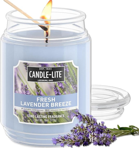 Candle-lite Scented Candles, Fresh Lavender Breeze, 18 oz Jar, Proudly Poured in The USA, Aromatherapy Candle, Single-Wick with 110 Hours of Burn Time, Perfect for Creating a Relaxing Ambiance - Bloomnest
