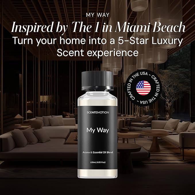 My Way Diffuser Oil Inspired by The 1 Miami Beach Scent, Scent Diffuser Oil with Notes of Cardamom, Leather, Lemon & Iris, Aromatherapy Fragrance, Essential Oil Blend | 120ml, 4.05 fl oz - Bloomnest