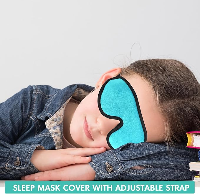 Coume Sleep Mask for Kids 3D Sleeping Blindfold Memory Foam Contoured Eye Mask with Blocking Light with Adjustable Strap(Green) - Bloomnest
