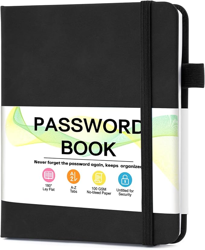 Password Keeper Book with Alphabetical Tabs，4.3"x5.7" Small Password Books for Seniors Password Notebook for Internet Website Address Log in Detail