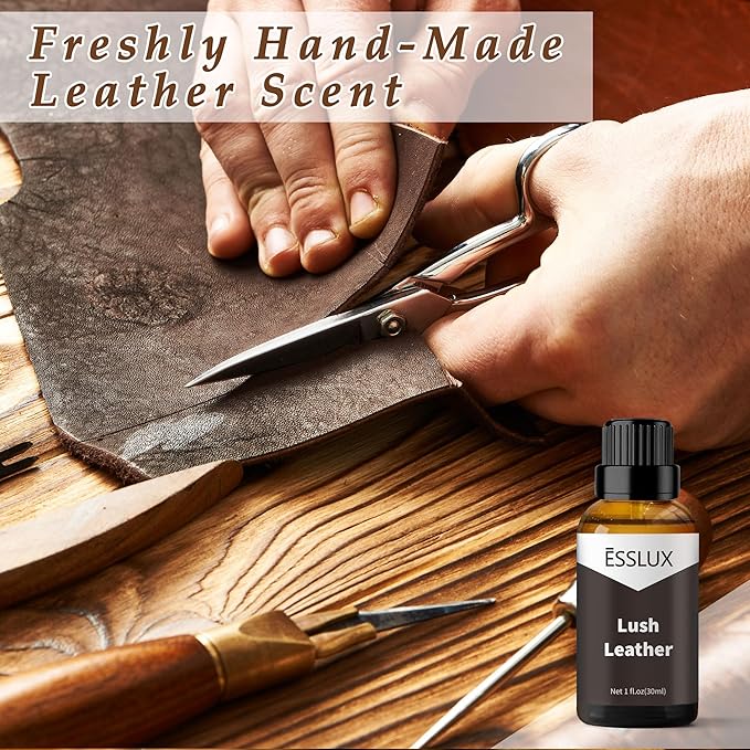 Lush Leather Fragrance Oil - ESSLUX Aromatherapy Essential Scented Oils for Diffuser, Massage, Soap, Candle Making Scents, Perfume, Home Fragrance, 30 ml - Bloomnest