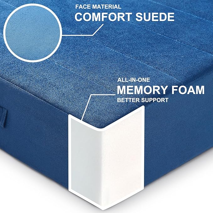 22 inches Floor Pillow for Adults - Large Meditation Cushion with Thick Foam & Soft Tufted Cover - Premium Outdoor Square Floor Cushion Seat - Yoga Pillows for Sitting On Floor - Navy Blue - Bloomnest