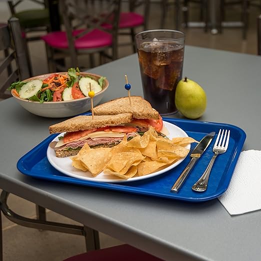 Carlisle FoodService Products CT101414 Café Standard Cafeteria / Fast Food Tray, 10" x 14", Blue (Pack of 24) - Bloomnest
