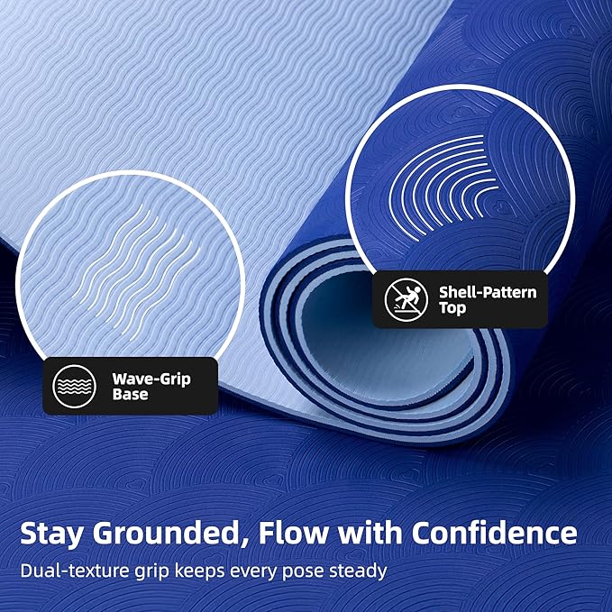 Extra Large TPE Yoga Mat 72"x35" / 78"x57" - Wide Non-Slip Mat for Yoga, Pilates & Home Gym, 6mm Thick Cushion for Comfort & Balance, Waterproof, Easy to Carry with Strap or Bag for Solo or Partner Workouts