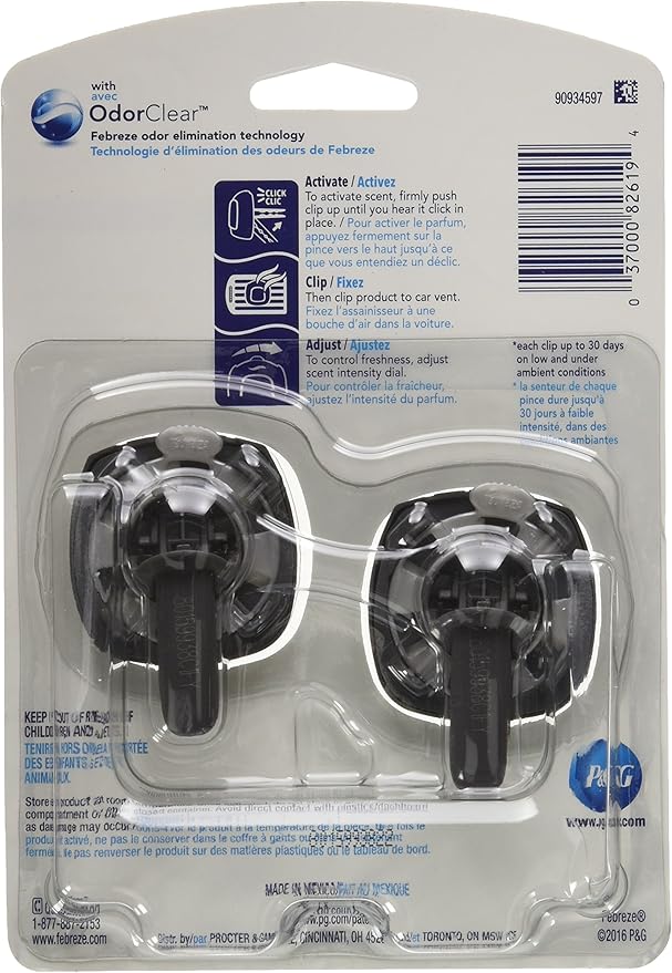 Febreze Car Air Fresheners, New Car Scent, Odor Eliminator for Strong Odors Car Vent Clips (2 Count) - Bloomnest