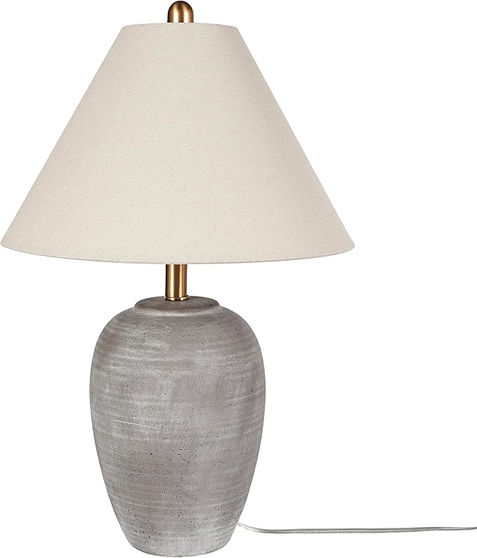 Nourison Home 23" Rustic Brown (Gray Undertones) Ceramic Pot Table Lamp for Bedroom, Living Room, Dining, Home Office, Entryway - Bloomnest