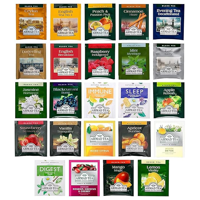 Ahmad Tea Advent Calendar, Tea Bags Sampler Assortment Variety Pack Gift (24 Count) 24 DIfferent Flavors of Tea - Bloomnest