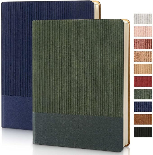 TSFPapier Lined Journal Notebook for Work College Ruled Note Book 5.79"x8.27" A5 PU Leather Daily Journaling 216 Pages for Women Men Writing Home School Supplies Business (B5 Lined 160pages, 2 Pack-Darkblue/Darkgreen) - Bloomnest
