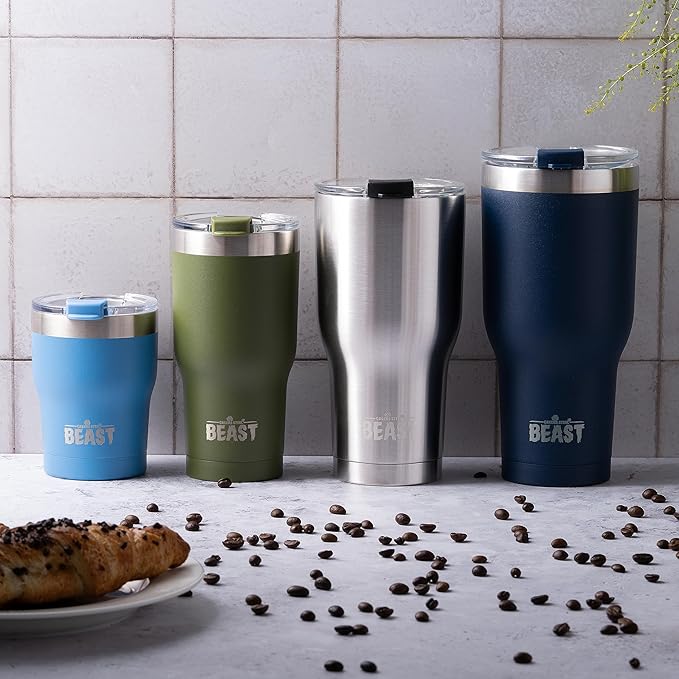 Beast 10 oz Tumbler Stainless Steel Vacuum Insulated Coffee Ice Cup Double Wall Travel Flask (Stormy Sky) - Bloomnest