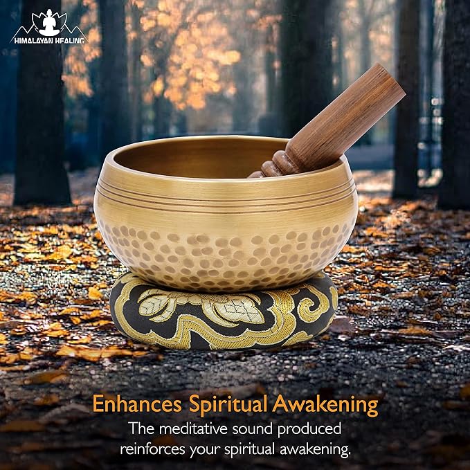 Tibetan Singing Bowls Set~ Meditation Sound Bowl hand Hammered in Nepal For Yoga, Meditation, Mindfulness, Healing & Chakra balancing~ (4 inch (Black Cushion)) - Bloomnest