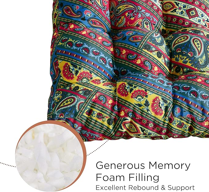 Codi Meditation Pillow, Large Pillows Sitting for Adults and Kids, Boho Cushions for Yoga Living Room Tatami Sitting Home Decor, Memory Foam Added, 22x22 Inch, Multi Blaidiere - Bloomnest