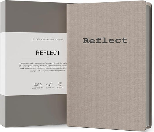 MindPanda Reflect Journal - The Ultimate Guided Journal with Daily Prompts For Gratitude, Mindfulness & Daily Reflection - Mood Tracker & Gratitude Log for Happiness & Self Care. Premium Non-Bleed