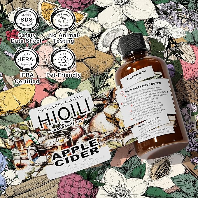 HIQILI Apple Cider Fragrance Oil - Making DIY Candle & Soap, Luxury Wine Scented, for Home & Office Essential Oil Diffuser Use - 1 Fl Oz HIQILI