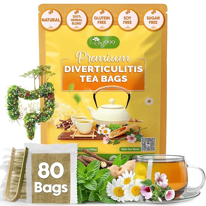TOG999, Diverticulitis Tea Bags | 80 Count | 100% Natural Chamomile, Peppermint, Marshmallow Leaf, Wild Yam Root, Licorice & Ginger Herbal Blend – Caffeine-Free Comfort Tea, Vegan. - Bloomnest