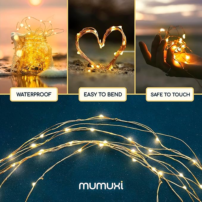 MUMUXI 20 Pack 3.3ft Fairy String Lights Battery Operated, Mini LEDs for Party Wedding Centerpiece Decorations, Crafts, Mason Jar Firefly Lights, Warm White - Bloomnest