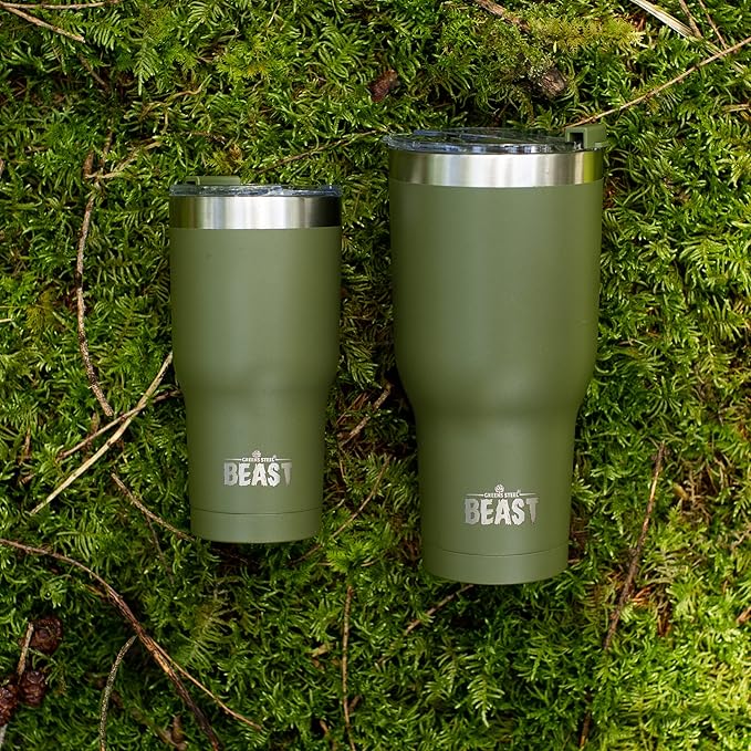 Beast 20 oz Tumbler Stainless Steel Vacuum Insulated Coffee Ice Cup Double Wall Travel Flask (Army Green) - Bloomnest