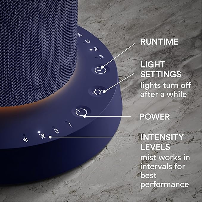 Homedics SereneScent Fabric Rechargeable Waterless Diffuser, Use with Homedics SereneScent Oil 120ml (Sold Separately) Cordless Aromatherapy, Adjustable Mist & Timer, 6 Calming Lights, Future Dusk - Bloomnest