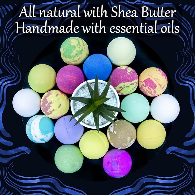 Bath Bombs for Men, Gift Set of 18 Scented Organic Handmade Bath Bombs of 2.5 oz with Natural Essential Oils. Perfect for Boyfriend, Husband, Father or Friend, by ZenseMe - Bloomnest