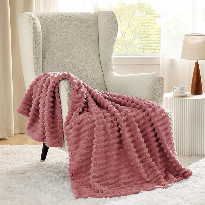 Bedsure GentleSoft Brick Dust Fleece Throw Blanket for Couch - Cozy Soft Blankets for Women, Cute Small Throws for Girls, 50x60 Inches - Bloomnest