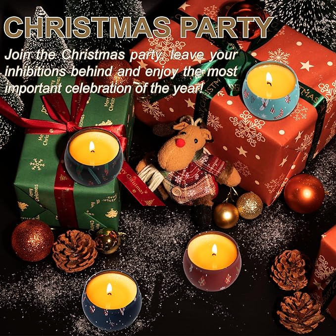 Christmas Scented Candles Gifts - Xmas Candle Gift Set for Women Men Aromatherapy Soy Wax Natural Small Festival Aroma Candle Gift 4 PCS 4.4 Oz for Mothers Day Birthday Diwali Teachers Girls - Bloomnest