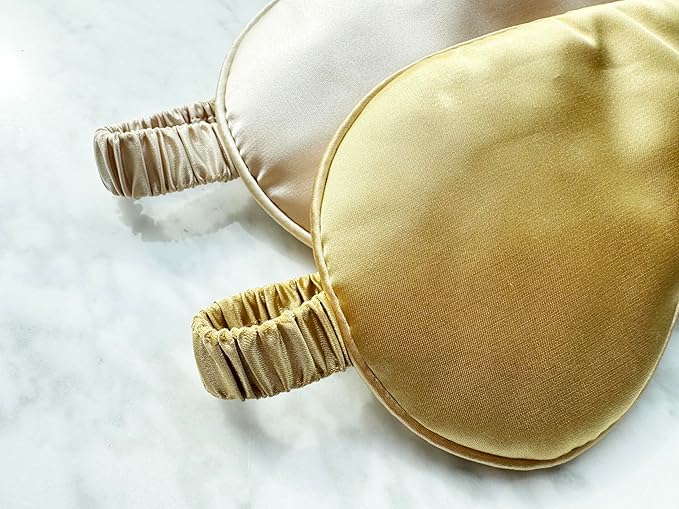 Silk Eye Mask for Sleeping - Satin Eye Cover with Silk Storage Bag Beige - Bloomnest