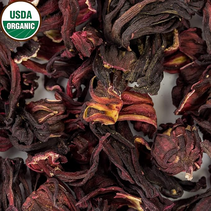 Hibiscus Tea 1LB (16Oz) 100% CERTIFIED Organic Hibiscus Flowers Herbal Tea (WHOLE PETALS), Caffeine Free in 1 lbs. Bulk Resealable BPA-free Bags from U.S. Wellness - Bloomnest