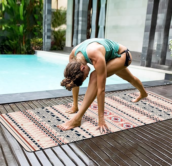 nuveti Yoga Mat Print Extra Thick TPE Non Slip Fitness Exercise Mat with Carrying Bag,72"x24" Extra Thick 6MM Exercise & Workout Mat for Yoga, Pilates Fitness and Floor Exercises - Bloomnest