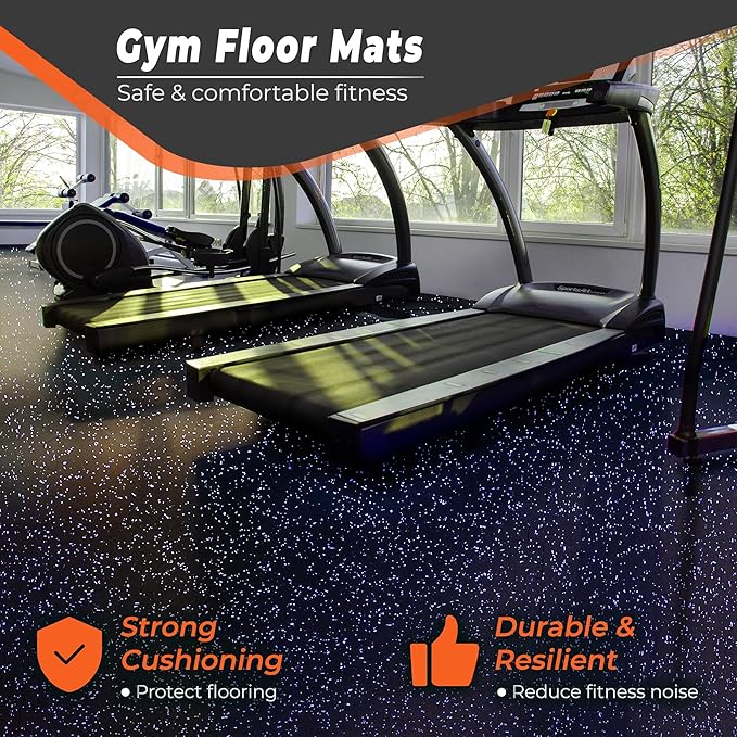 SUPERJARE 0.4'' Thick 12 Pcs 48 Sq Ft Rubber Top Exercise Equipment Mats, High Density EVA Foam Mats with Rubber Top, Interlocking Gym Flooring for Home Gym, Protective Workout Mat, Black/Purple - Bloomnest