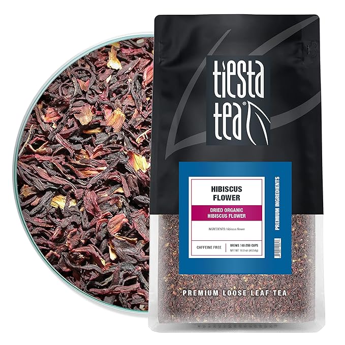 Tiesta Tea - Dried Hibiscus, Loose Leaf, Cut & Sifted Hibiscus Flower, Premium Blend, Non-Caffeinated, Make Hot or Iced & Brews Up to 200 Cups, 16 Ounce Resealable Bulk Pouch - Bloomnest