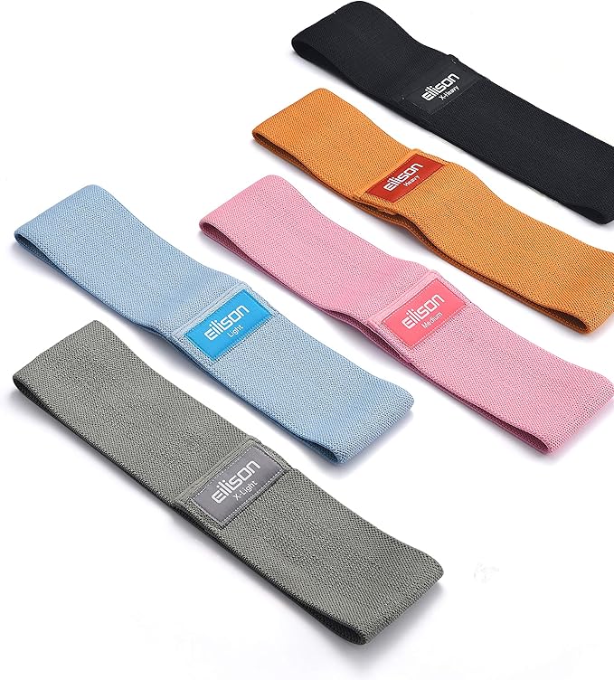 EILISON GLAMFIT Booty Resistance Bands for Women - Set of Non-Slip 5 Cotton Loops, Hip Thigh Glute Workout Bands for Squats, Yoga & Home Fitness Strength Training (Level 5) - Bloomnest