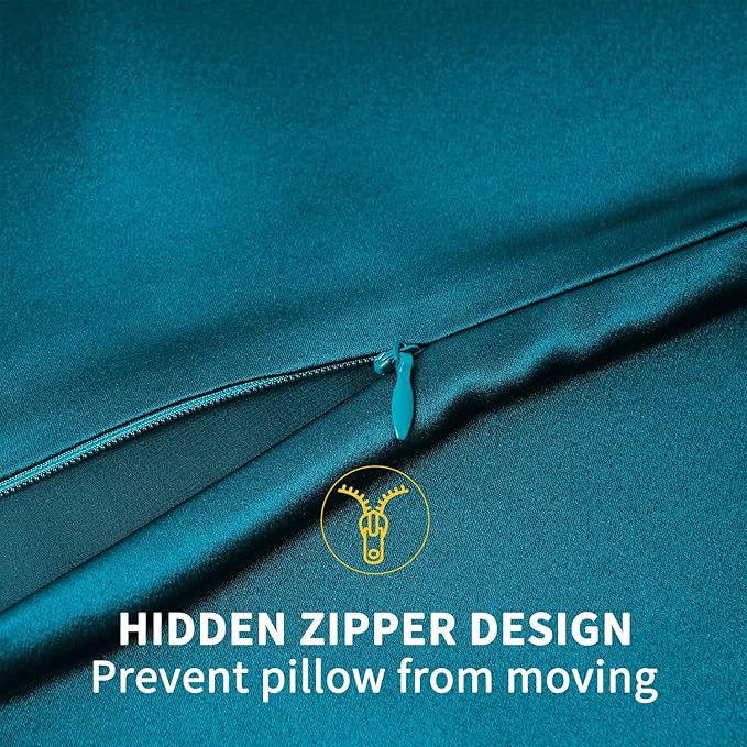 ZIMASILK 100% Pure Mulberry Silk Pillowcase for Hair and Skin Health,Soft and Smooth,Both Sides Premium Grade 6A Silk,600 Thread Count,with Hidden Zipper,1pc (King 20''x36'',Turquoise) - Bloomnest