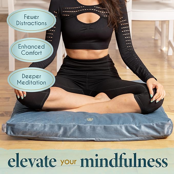 Florensi Meditation Mat Zabuton, Velvet Floor Cushions for Sitting, Meditation Cushions and Pillows with 100% Cotton Insert, Yoga Cushion for Women and Men